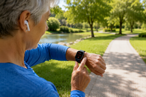 Wearable smartwatch monitoring heart rate and fall detection